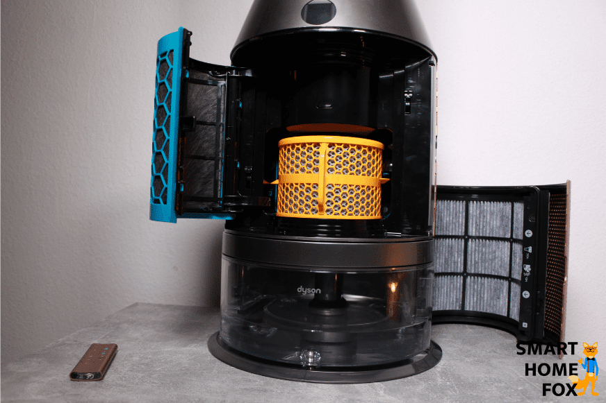 Der Verdunster und der Wassertank vom Purifier Humidify+Cool Formaldehde PH04 sind im Gerät eingesetzt